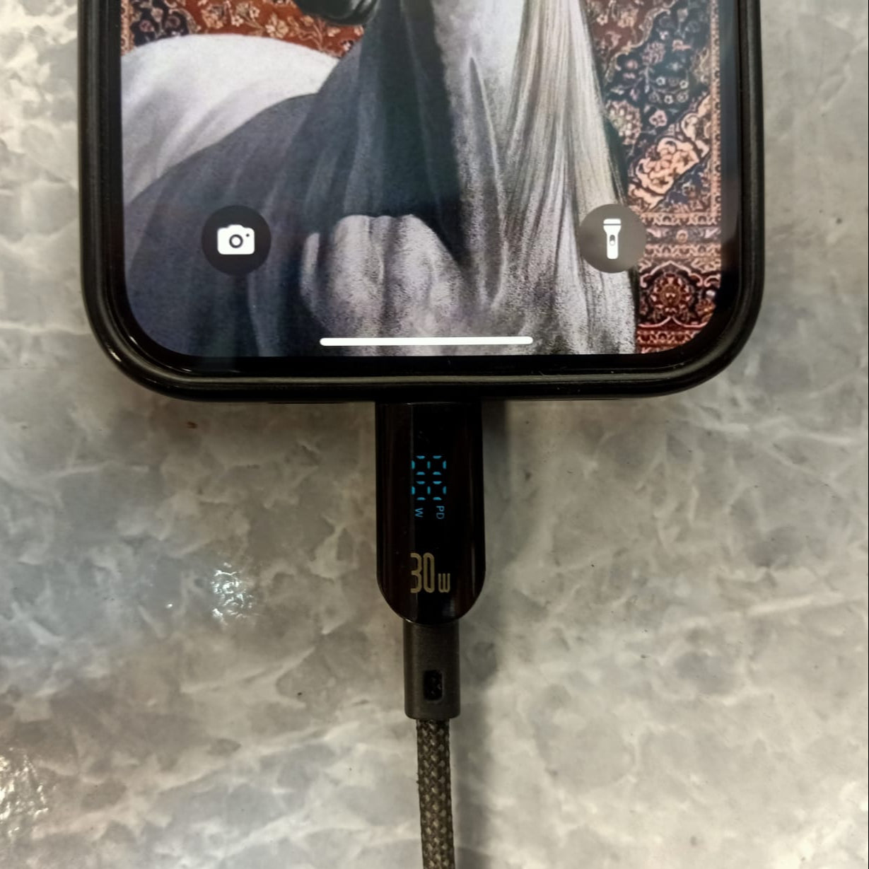 كابل (Type C x Lighting) ب مؤشر ديجيتال